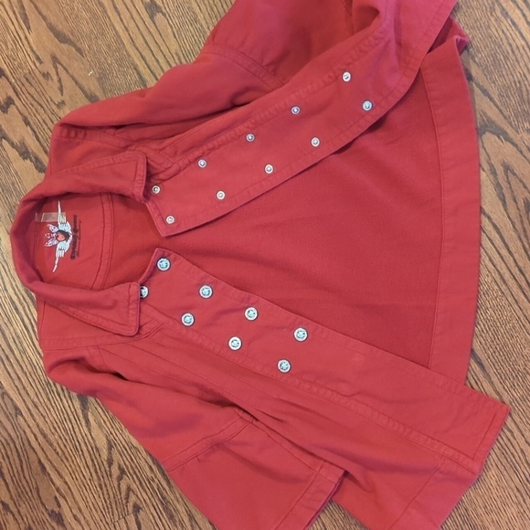 Twisted Hearts Y2K retro Cherry Girl red knit snap front  fleece jacket sz M - Picture 8 of 9